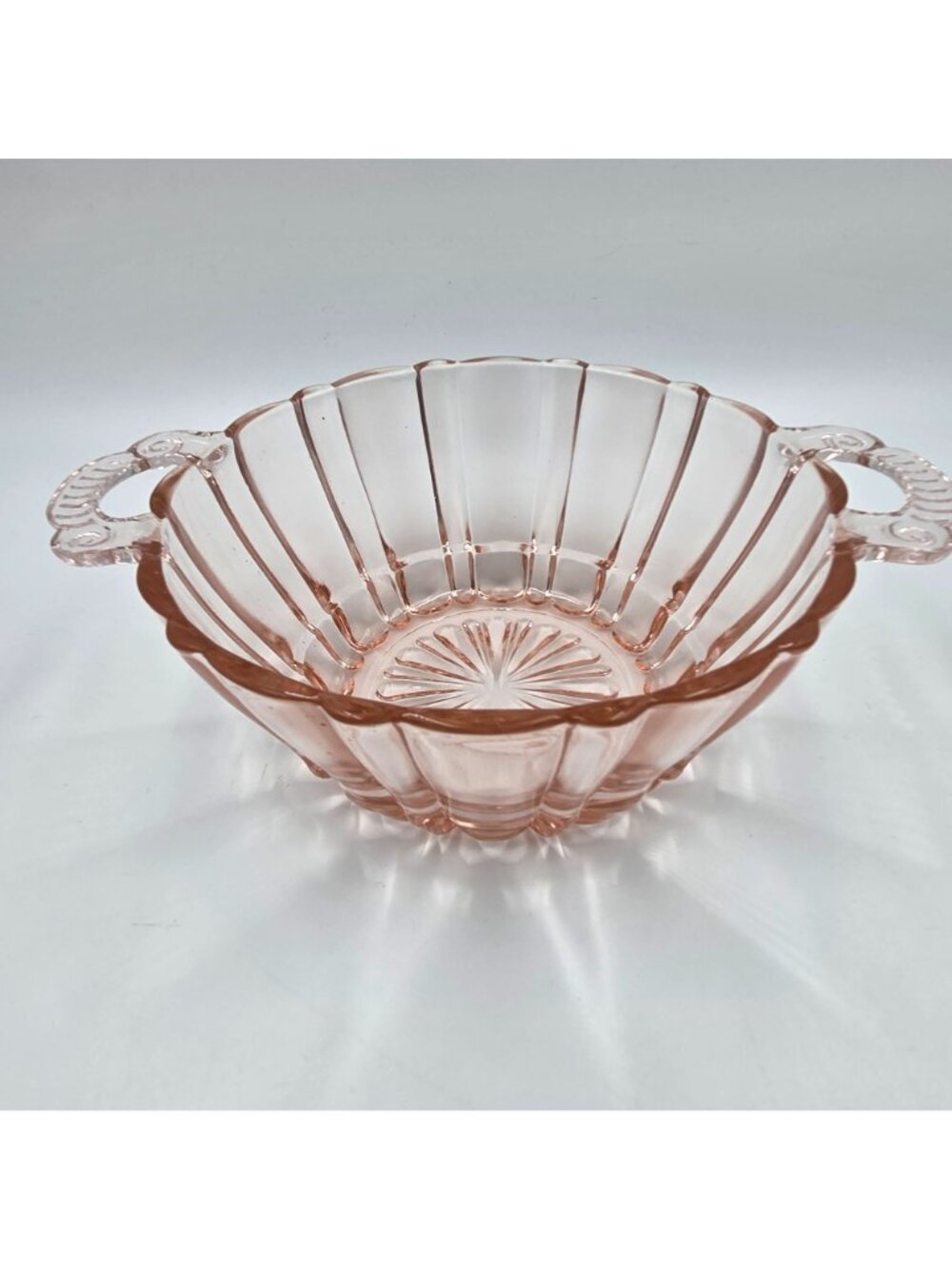 Anchor Hocking Old Café Pink Ridged Candy Bowl - Picture 3 of 6